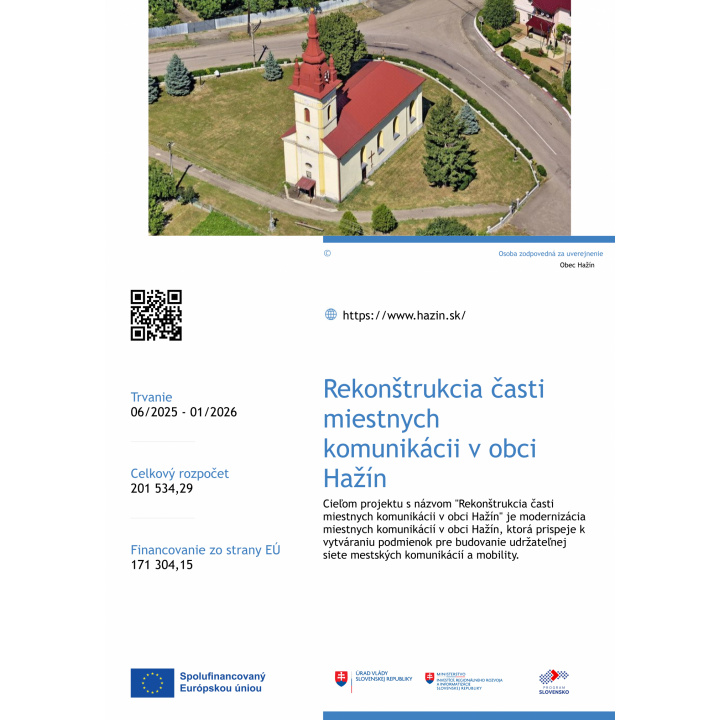 10.11.2025 Rekonštrukcia časti miestnych komunikácií v obci Hažín