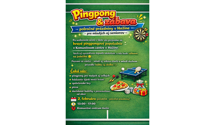 28.01.2026  Pozvánka na polročné prázdniny v Komunitnom centre