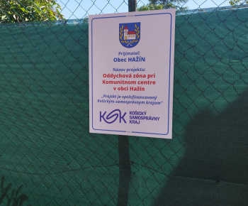 Oddychová zóna pri komunitnom centre v obci Hažín