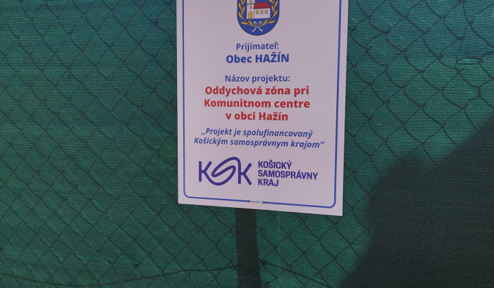 Oddychová zóna pri komunitnom centre v obci Hažín